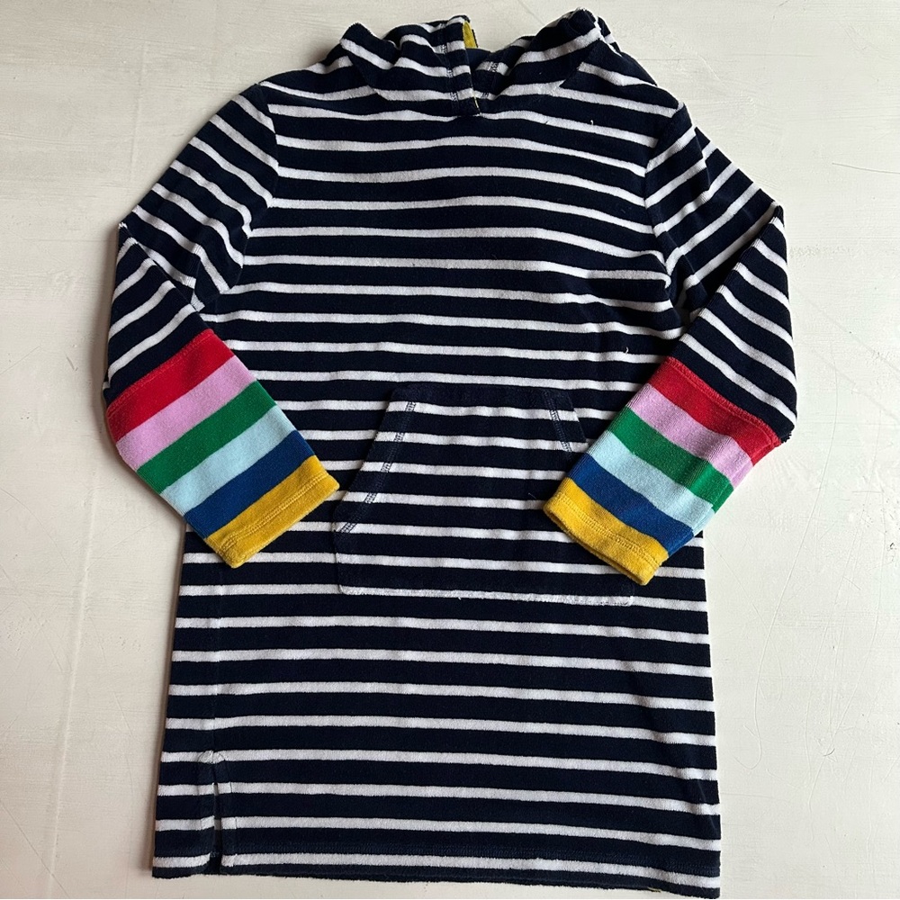Mini Boden Rainbow Cuffed Towelling Hoodie Cover Up 9-10Y